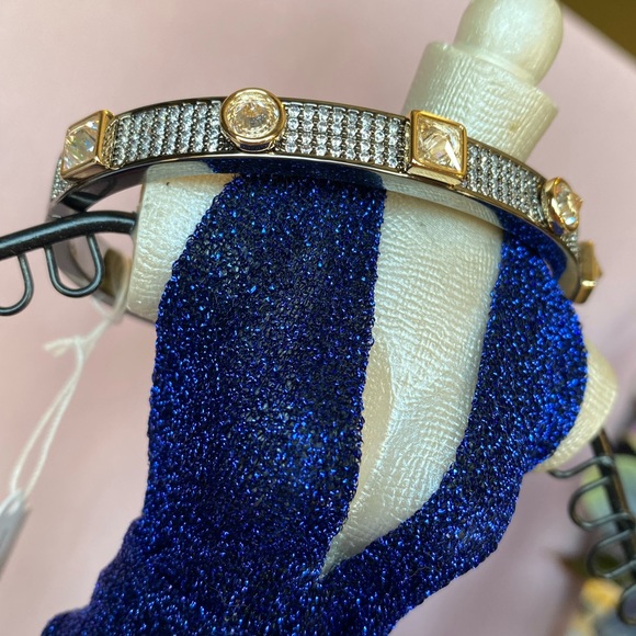 NWT BAUBLE HIGH POLISHED HEMATITE GOLD ACCENT DESIGNER INSPIRED PAVED CZ - Picture 12 of 16